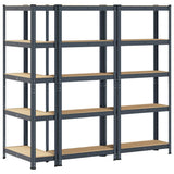 5-Layer Storage Shelves 3 pcs Anthracite Steel&Engineered Wood