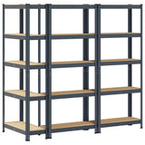 5-Layer Storage Shelves 3 pcs Anthracite Steel&Engineered Wood - Rear View
