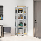 5-Layer Corner Shelf Silver Steel&Engineered Wood - Side View