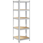 5-Layer Corner Shelf Silver Steel&Engineered Wood