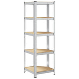 5-Layer Corner Shelf Silver Steel&Engineered Wood - Rear View