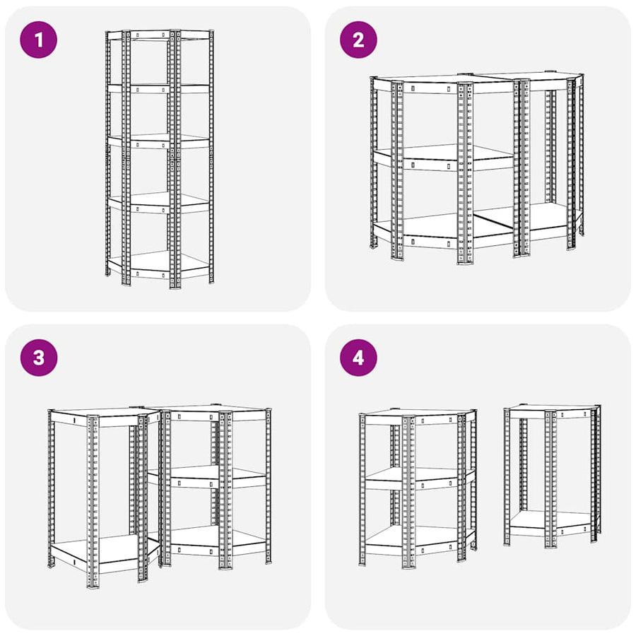5-Layer Corner Shelf Silver Steel&Engineered Wood