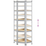 5-Layer Corner Shelf Silver Steel&Engineered Wood - Low Angle