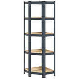 5-Layer Corner Shelf Anthracite Steel&Engineered Wood - Front View