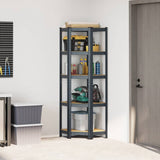 5-Layer Corner Shelf Anthracite Steel&Engineered Wood - Side View