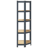 5-Layer Corner Shelf Anthracite Steel&Engineered Wood - 45-Degree Angle