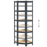5-Layer Corner Shelf Anthracite Steel&Engineered Wood - Low Angle