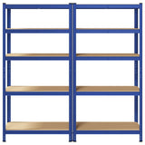 5-Layer Storage Shelves 2 pcs Blue Steel&Engineered Wood