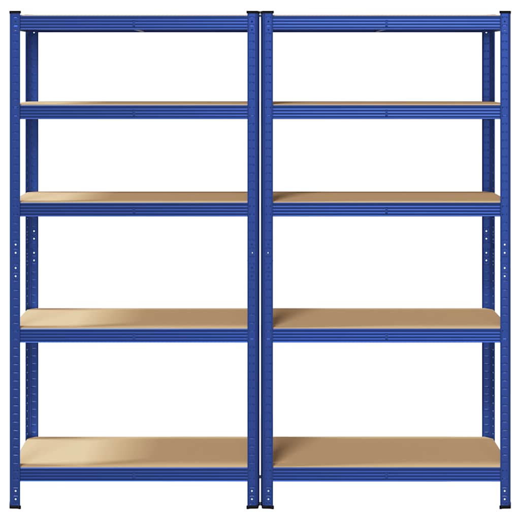 5-Layer Storage Shelves 2 pcs Blue Steel&Engineered Wood