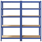 5-Layer Storage Shelves 2 pcs Blue Steel&Engineered Wood