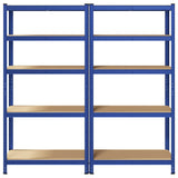 5-Layer Storage Shelves 2 pcs Blue Steel&Engineered Wood - Top-Down View