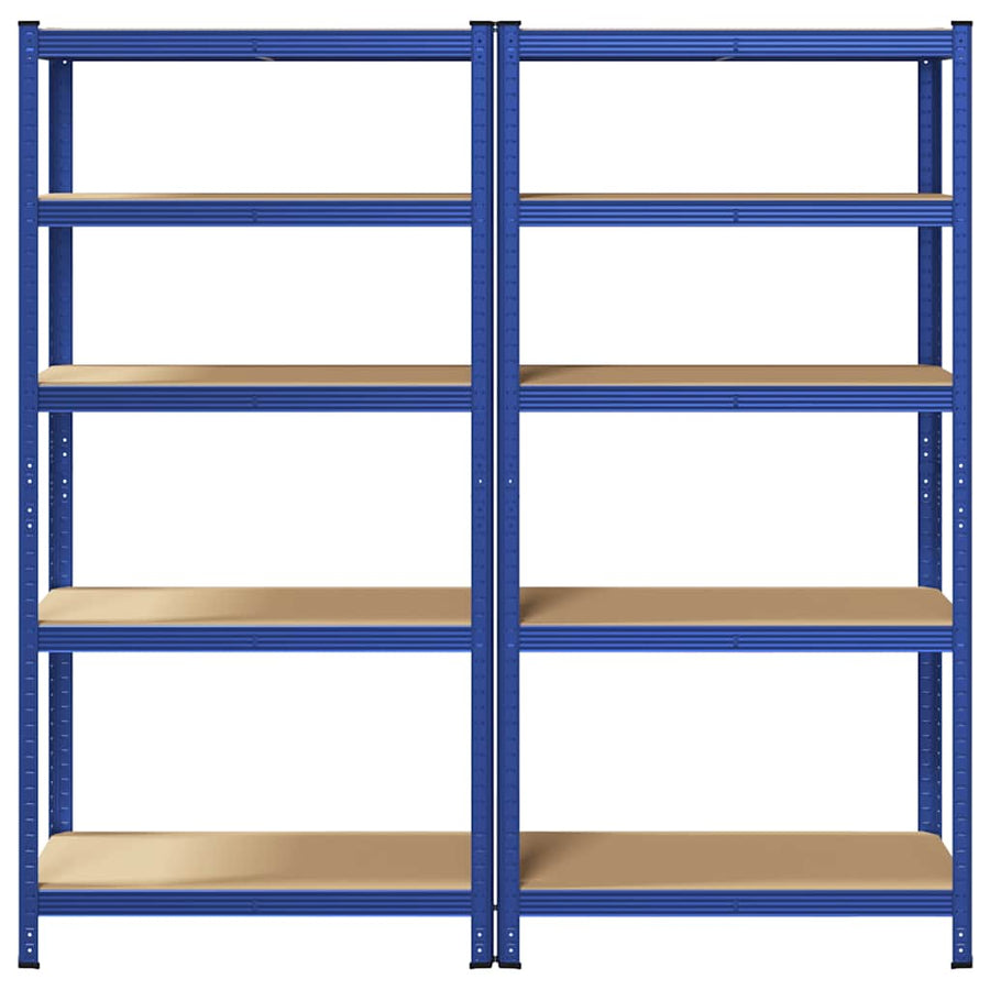 5-Layer Storage Shelves 2 pcs Blue Steel&Engineered Wood