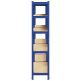 5-Layer Storage Shelves 2 pcs Blue Steel&Engineered Wood - 45-Degree Angle