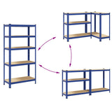 5-Layer Storage Shelves 2 pcs Blue Steel&Engineered Wood - Close-Up Angle