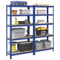 5-Layer Storage Shelves 2 pcs Blue Steel&Engineered Wood