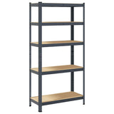 5-Layer Storage Shelf Anthracite Steel&Engineered Wood - Rear View