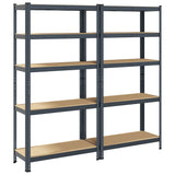 5-Layer Storage Shelves 2 pcs Anthracite Steel&Engineered Wood - Front View