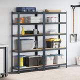 5-Layer Storage Shelves 2 pcs Anthracite Steel&Engineered Wood - Side View