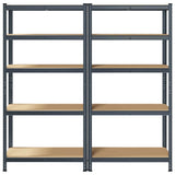 5-Layer Storage Shelves 2 pcs Anthracite Steel&Engineered Wood - Top-Down View