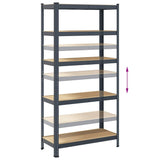 5-Layer Storage Shelves 2 pcs Anthracite Steel&Engineered Wood - Low Angle