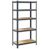 5-Layer Heavy-duty Shelf Anthracite Steel&Engineered Wood - Front View