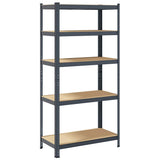 5-Layer Heavy-duty Shelf Anthracite Steel&Engineered Wood - Rear View