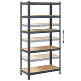 5-Layer Heavy-duty Shelf Anthracite Steel&Engineered Wood - Low Angle