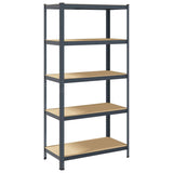 5-Layer Storage Shelf Anthracite Steel&Engineered Wood - Front View