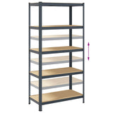 5-Layer Storage Shelf Anthracite Steel&Engineered Wood - Low Angle