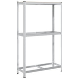 2-Layer Tyre Shelf Silver 110x40x180 cm Steel&Engineered Wood - Rear View