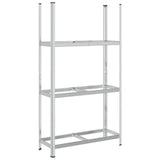 3-Layer Tyre Shelf Silver 110x40x200 cm Steel - Front View