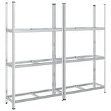 3-Layer Tyre Shelves 2 pcs Silver 110x40x200 cm Steel - Front View