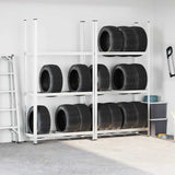 3-Layer Tyre Shelves 2 pcs Silver 110x40x200 cm Steel - Side View