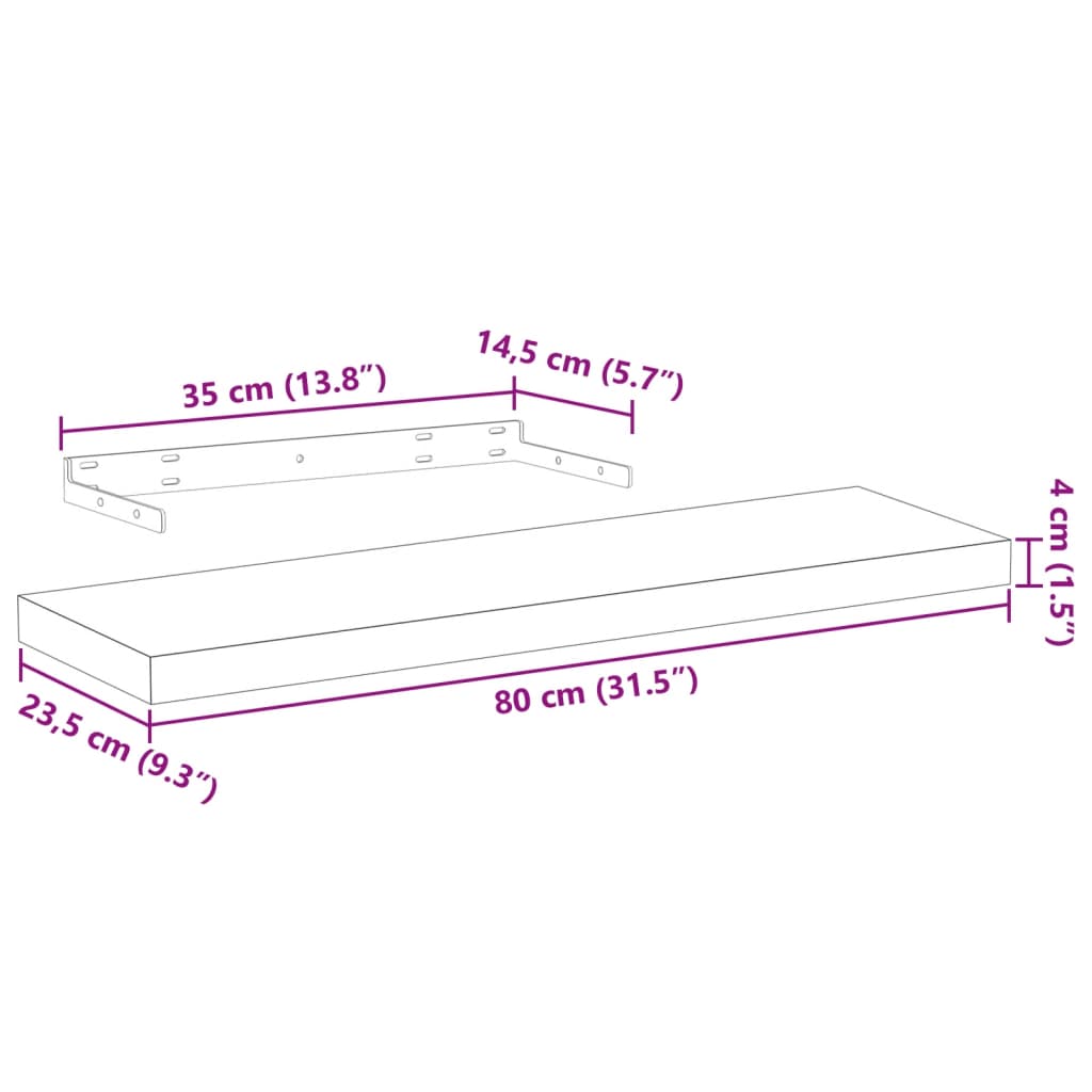 Floating Shelf 80x23,5x4 cm Engineered Wood