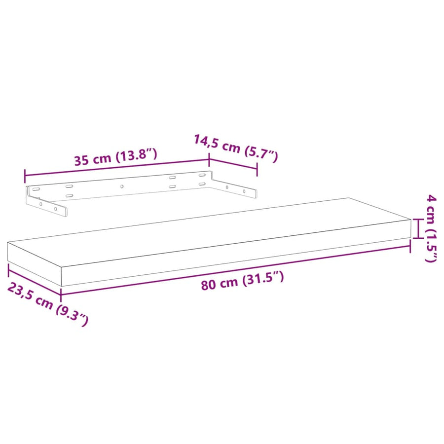 Floating Shelf 80x23,5x4 cm Engineered Wood