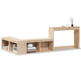 Bedside Cabinet with Desk 232x122x75 cm Solid Wood Pine - Front View