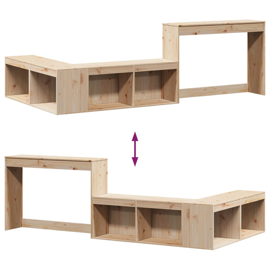 Bedside Cabinet with Desk 232x122x75 cm Solid Wood Pine
