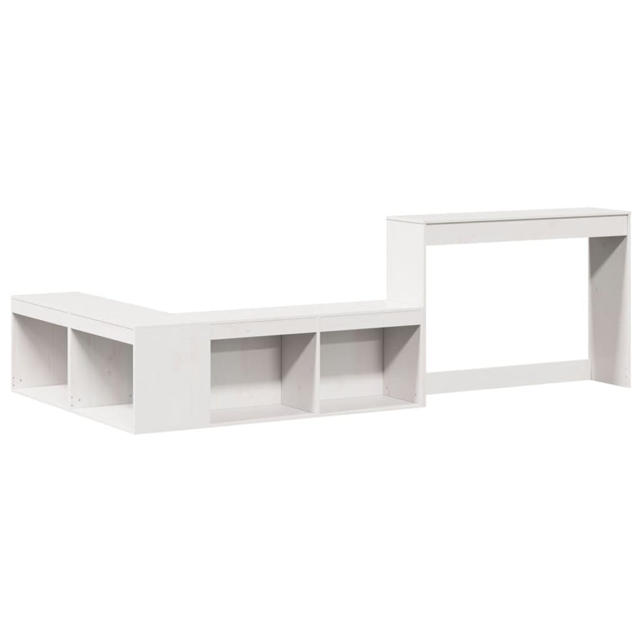 Bedside Cabinet with Desk White 232x122x75 cm Solid Wood Pine