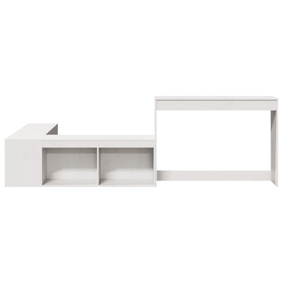 Bedside Cabinet with Desk White 232x122x75 cm Solid Wood Pine
