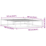 Bed Frame without Mattress Black 137x187 cm Double Metal - Extra Image