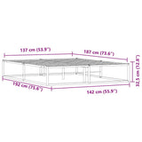 Bed Frame without Mattress White 137x187 cm Double Metal