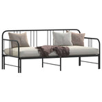 Daybed with Trundle without Mattress Black 92x187 cm Single Metal