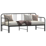 Daybed with Trundle without Mattress Black 92x187 cm Single Metal - Side View