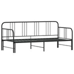 Daybed with Trundle without Mattress Black 92x187 cm Single Metal
