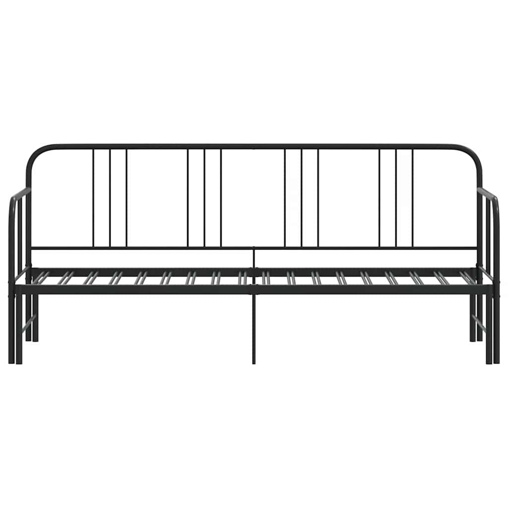 Daybed with Trundle without Mattress Black 92x187 cm Single Metal