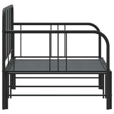 Daybed with Trundle without Mattress Black 92x187 cm Single Metal - Close-Up Angle