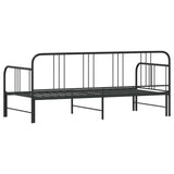 Daybed with Trundle without Mattress Black 92x187 cm Single Metal - Low Angle