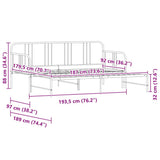 Daybed with Trundle without Mattress Black 92x187 cm Single Metal