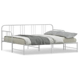 Daybed with Trundle without Mattress White 92x187 cm Single Metal - Front View