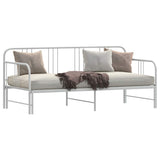 Daybed with Trundle without Mattress White 92x187 cm Single Metal - Side View